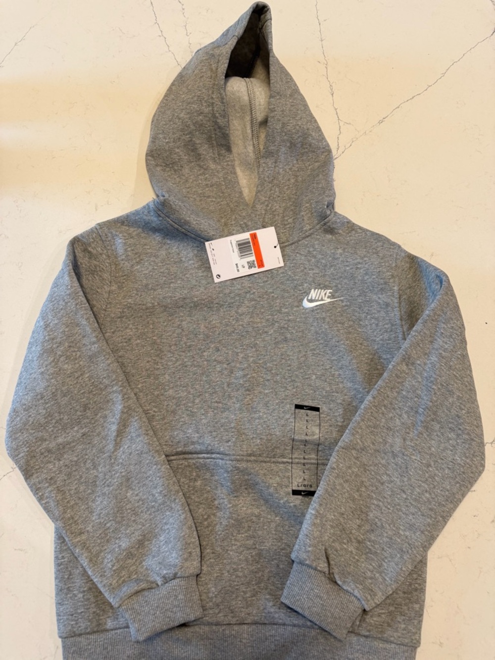 Nike Gray Pullover Hoodie with Swoosh Logo